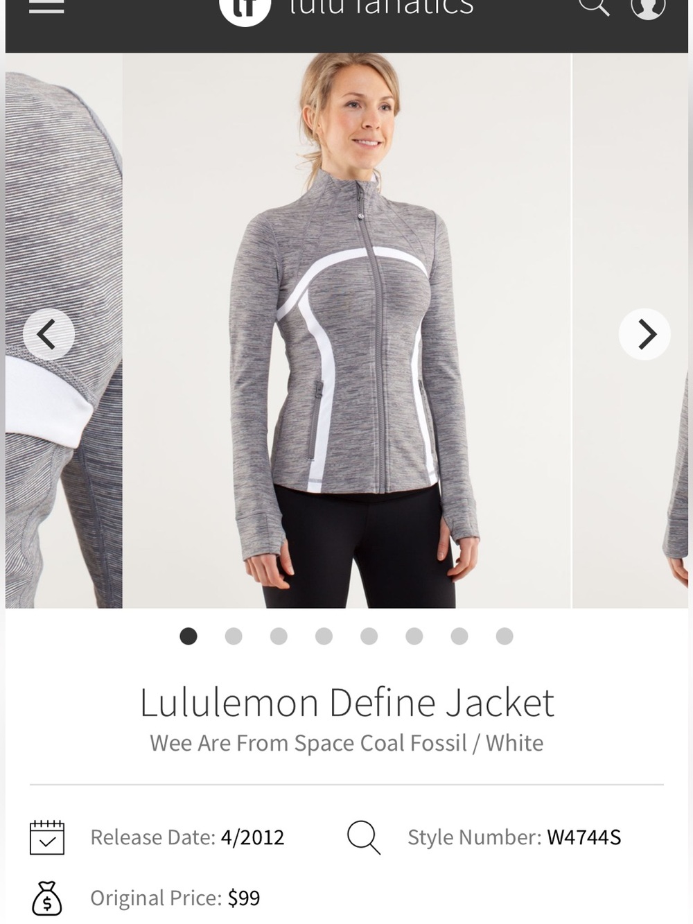 lululemon athletica Grey Bomber Jacket with White Trim